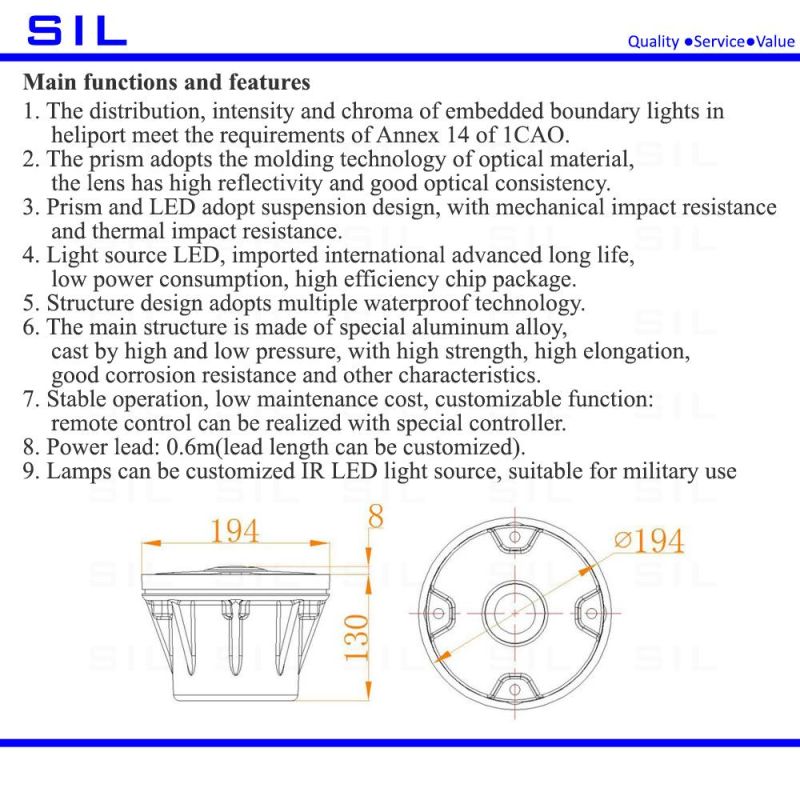 LED Airport Light Touchdown and Lift-off Area Heliport Inset Light
