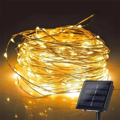 DIY Flexible Solar Copper Wire Micro String Lights Christmas Fairy Lights with 8 Modes for Outdoor Room Party Garden Tree Home Decoration