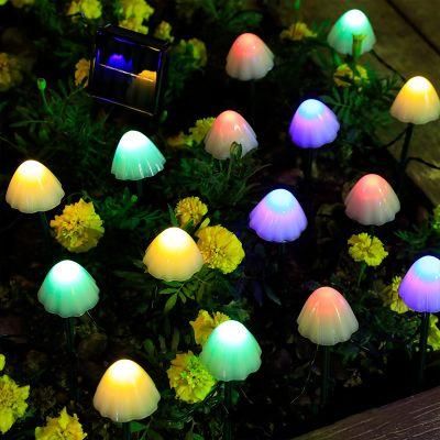Colorful LED String Mushroom Patio Grass Yard Christmas Solar Powered Lights