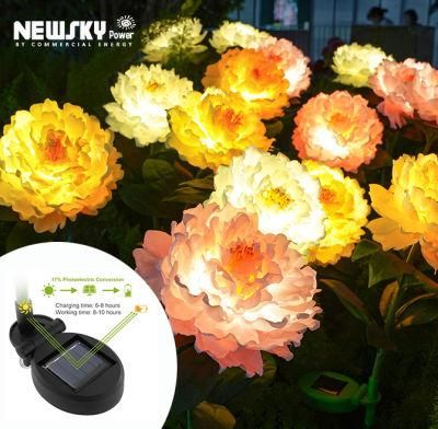 Outdoor IP65 Waterproof Decorative LED Peony Garden Lamp Solar Flower Lights for Walkway Wedding Party Yard Patio Pathway