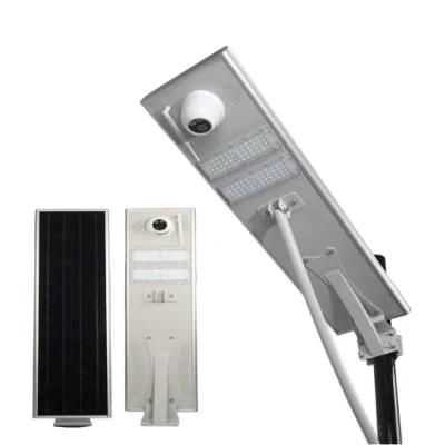 PIR/Micro Motion Sensor Floodlight Pole All-in-One LED CCTV Camera Solar Street Light for Pathway/Garden/Parking Lot/Road 30W/40W/50W/60W/80W