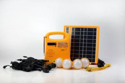 10W Home Use off Grid Solar Power Kit LED Lighting Solar Generator Solar Light with USB/FM Radio/Torch Light/Reading Light/4 PCS LED Bulbs