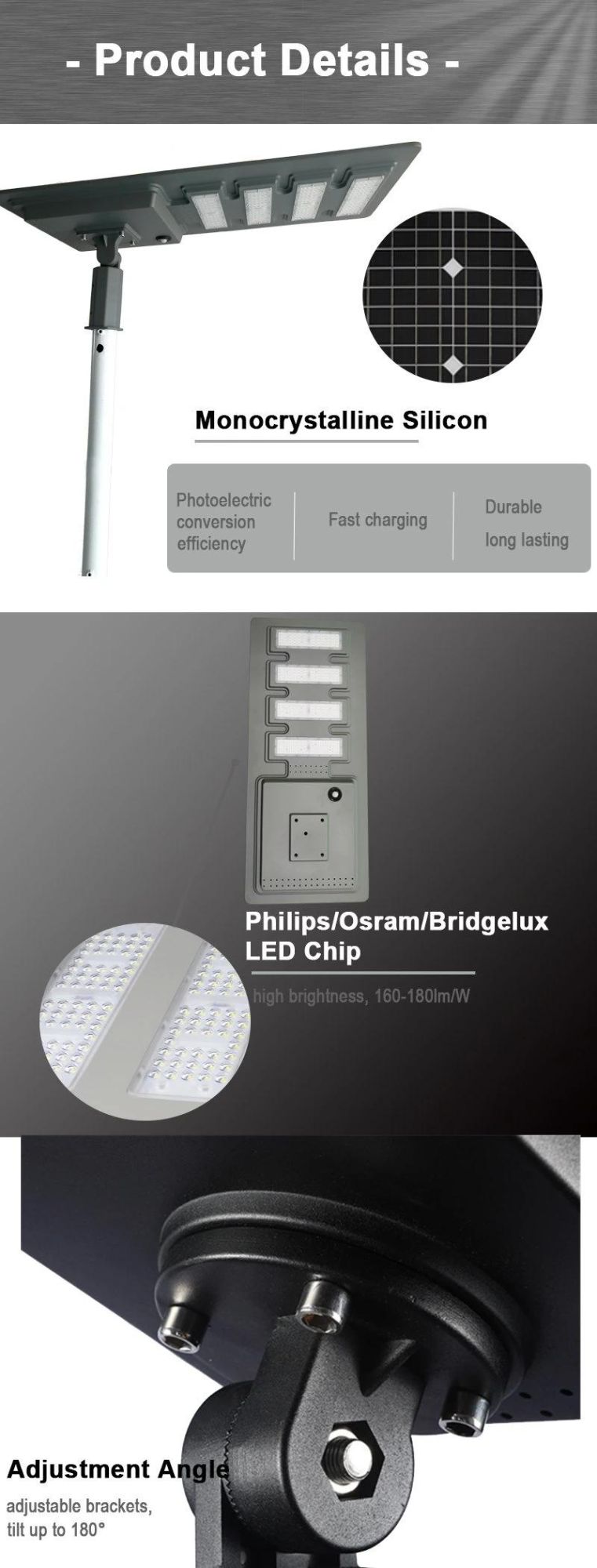 Outdoor Solar Product LEDs Panel Foco Solar Decoration Street Light
