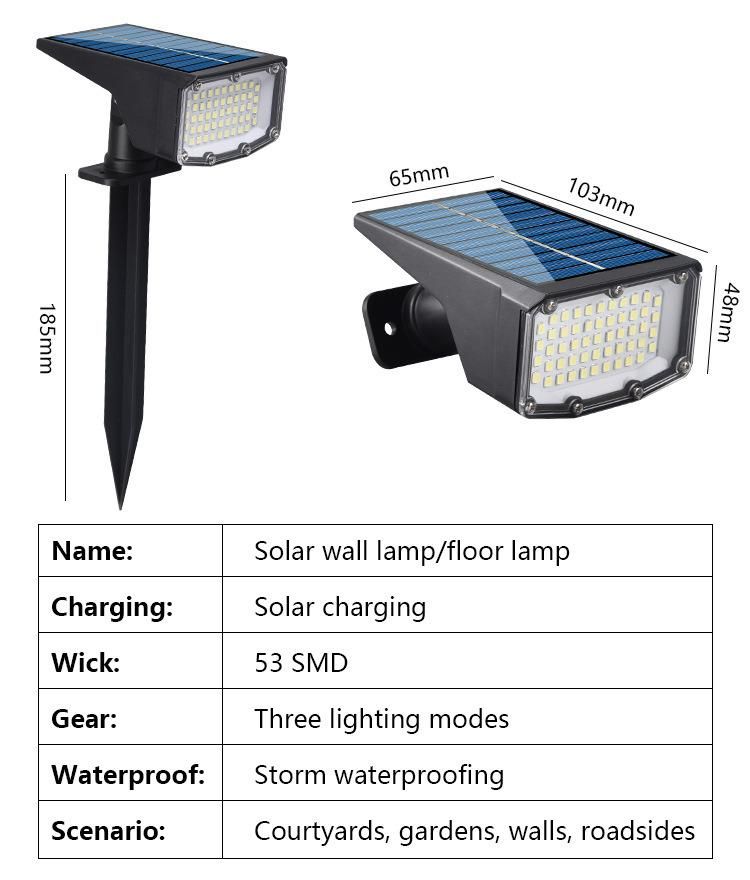 LED Solar Spotlight Outdoor Waterproof Garden Wall Light Lawn Light