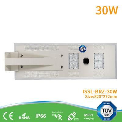 Solar LED Outdoor Waterproof IP66 IP65 Garden Flood Integrated All in One 30W High Lumen Street Light