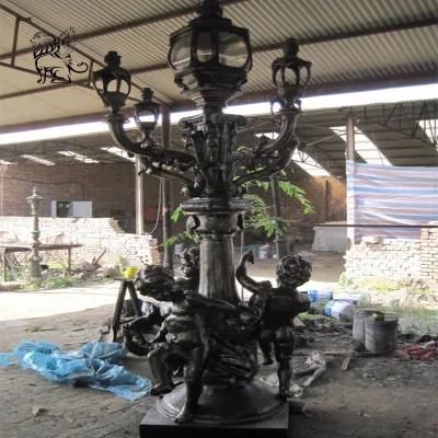 China Supplier Antique Outdoor Decorative Cast Iron Street Lamp with Three Boys Statue Ilb-03