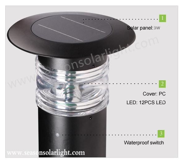 Smart Recontrol LED Garden Lighting Post Outdoor Solar Bollard Light with Solar Panel System