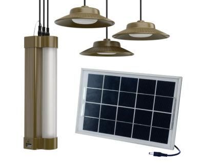 Solar Lighting Kit System with 3 Hanging Bulbs and 1 Tube Light