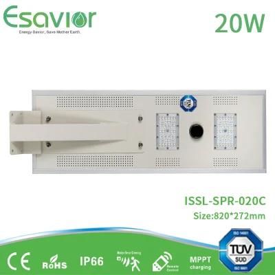 Esavior 20W Outdoor All in One Integrated Solar Street LED Light with Microwave Sensor