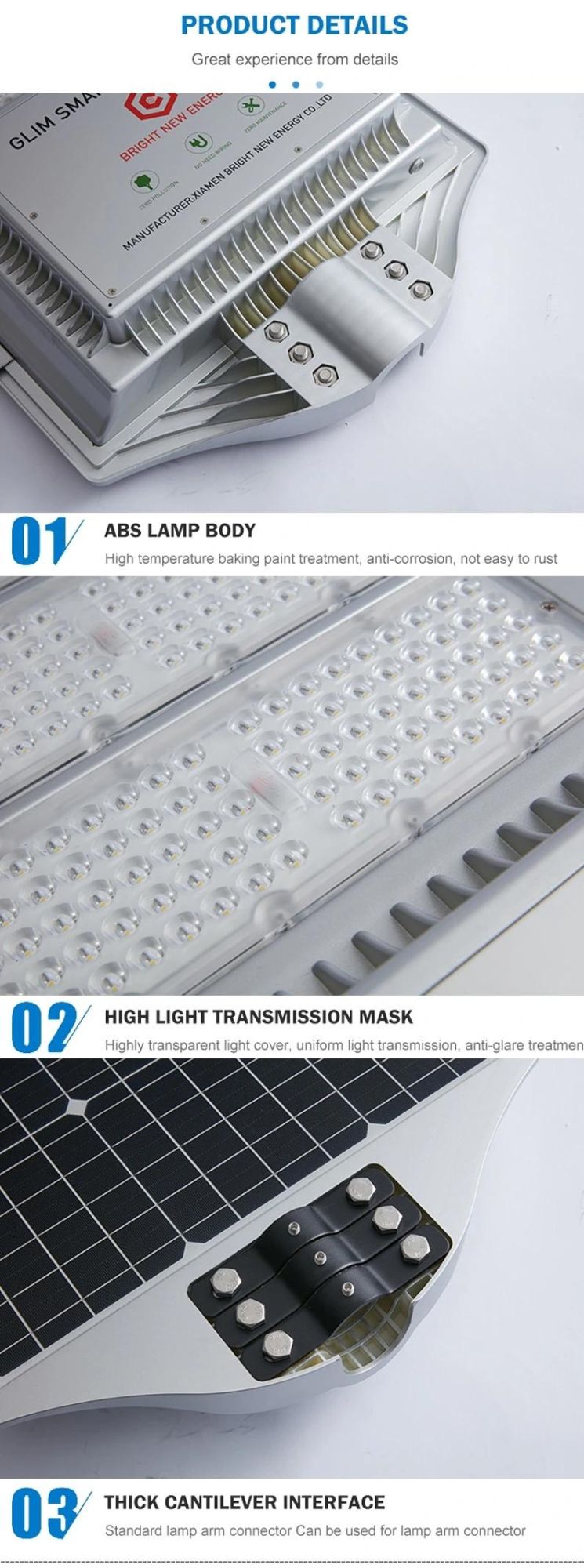 New Intelligent Light-Operated Solarlight 200W 300W 500W 700W 1000W IP65 Waterproof Aluminium COB Outdoor Mono Panel LED Solar Street Light