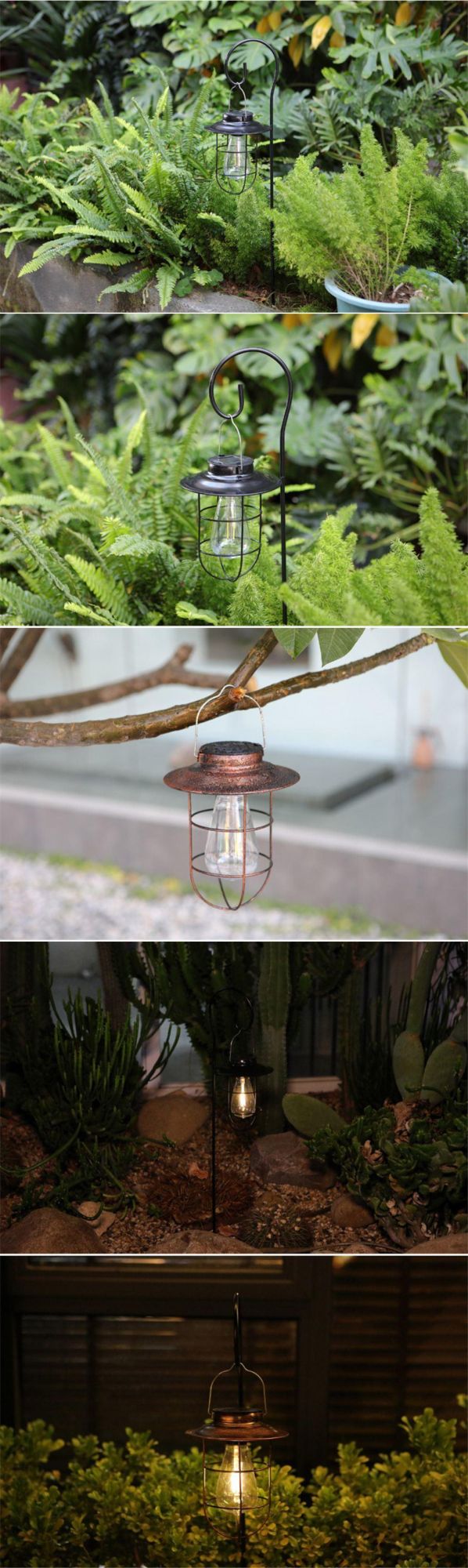 Solar Lawn Courtyard Lamp with Hook Tungsten Camping Light