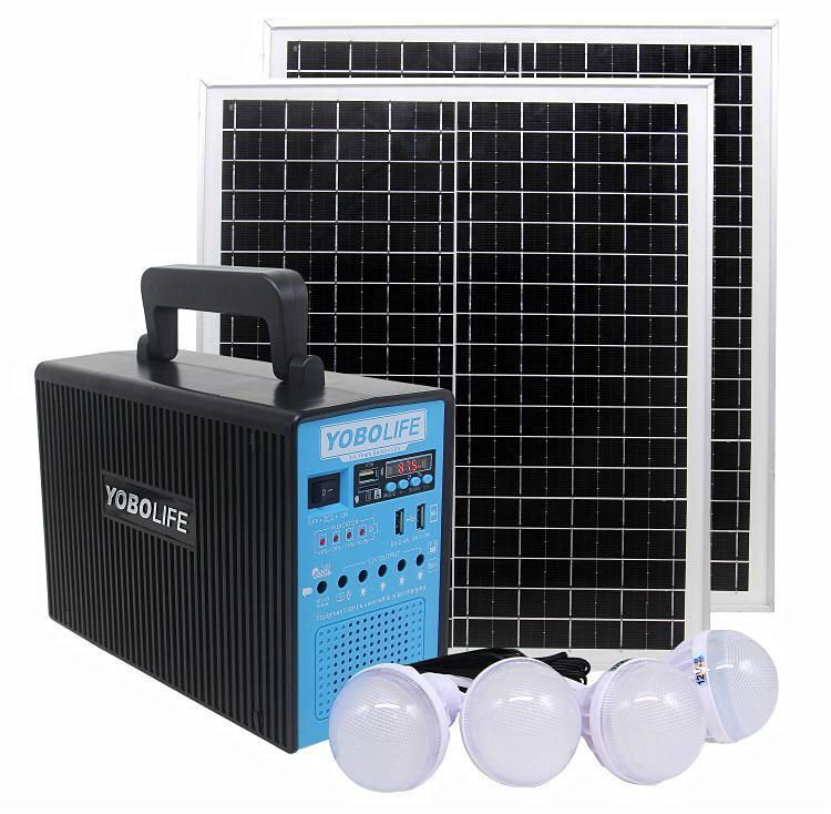 60W Solar panel DC 12V Solar Ceiling Fan with LED Bulbs Lighting Solar Power Kit