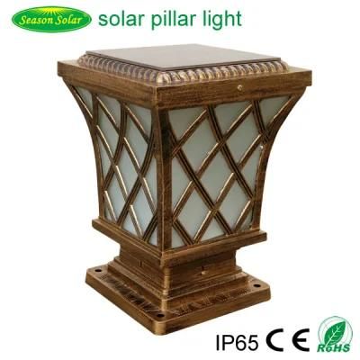 Warm+ White LED Lighting Courtyard Landscape Garden Gate Solar Outdoor Powered Pillar Light