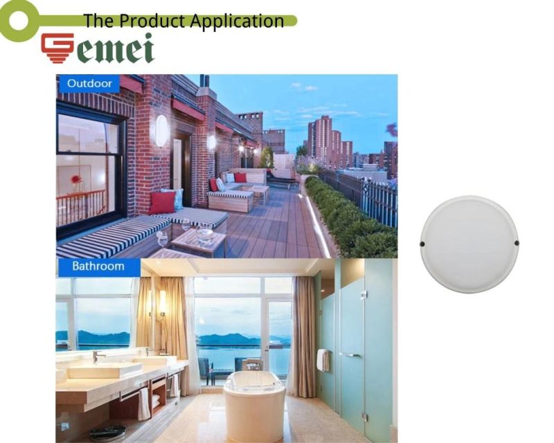 LED Round White Moisture-Proof Lamps B2 Round-White for Balcony Bathroom Lighting with Certificates of CE, EMC, LVD, RoHS 12W