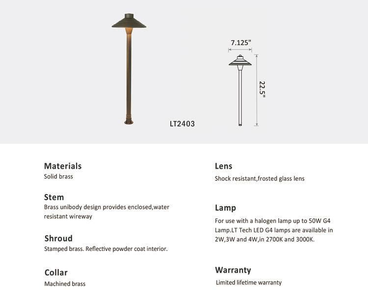 Solid Brass Low Voltage Landscape Accent Path and Area Light for Garden Lighting