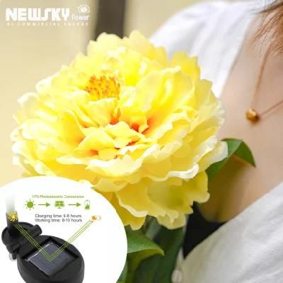 Factory Direct Sale Decorative LED 3 Heads Flowers Pink Yellow White Color Solar Lights for Flower Beds
