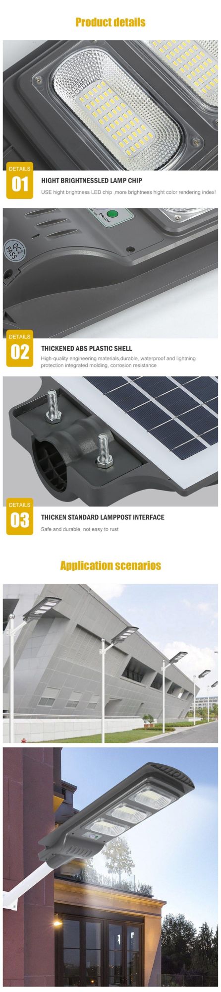 Super Brightness IP65 Waterproof Outdoor LED 30W 60W 90W 120W All in One Solar Motion Sensor Street Light