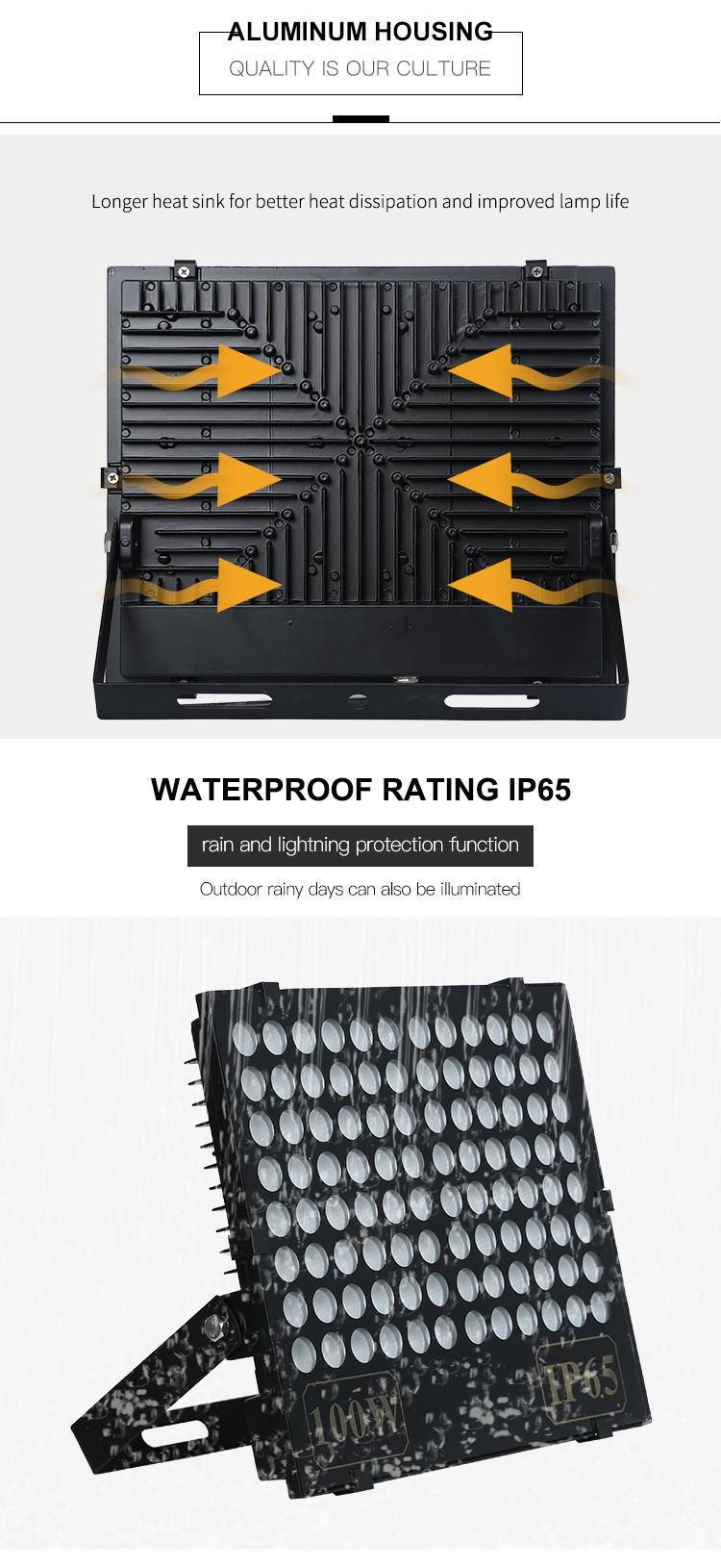 IP66 400W Floodlight Outdoor Fixtures 30W 50W 100W 150W 200W 300W Basketball Football Field Sport Court Stadium High Mast Pole Projector LED Floodlight