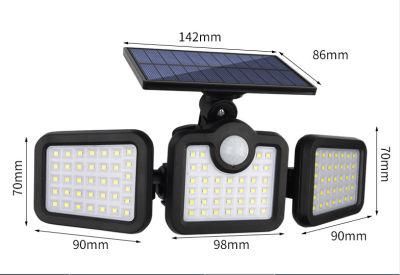 Solor Power Outdoor Waterproof Security Lamps, 3 Head Garden Wall Spot Light LED, High Brightness LED Garden Outdoor Lights