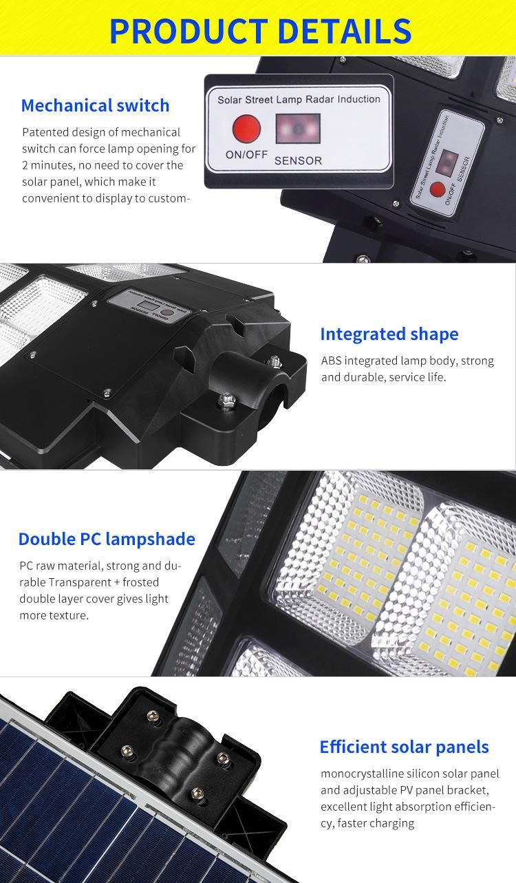 Bspro Good Price List High Brightness Outdoor IP65 Waterproof 300W 400W 500W All in One Solar Street Light