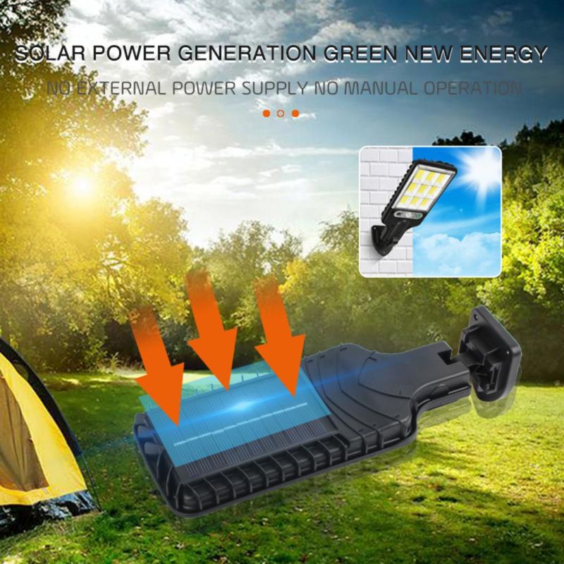 ABS High Power Waterproof PIR Motion Sensor Outdoor LED Garden 3 Head Security Emergency Remote Control Solar Light for Garden