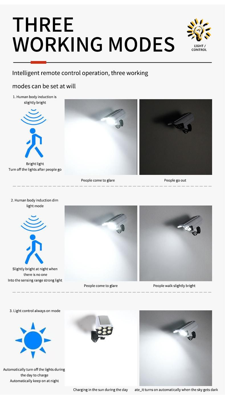 Surveillance Cameras LED Simulation Monitoring Security Lighting Solar Motion Sensor Wall Light Outdoor