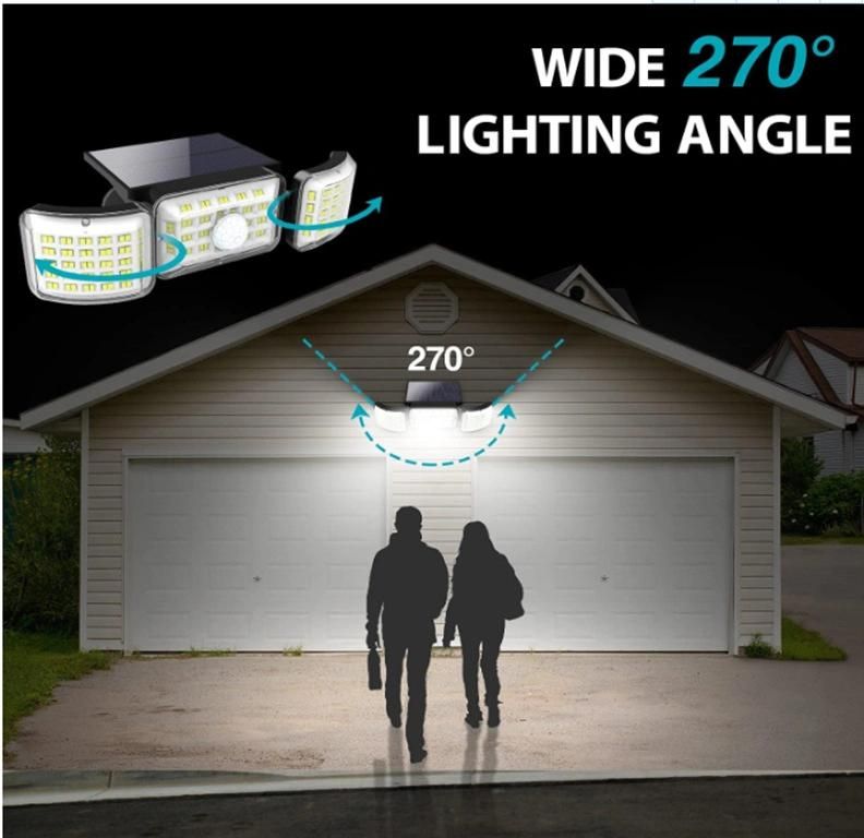 Solar Wall Light Outdoor 188LED Human Body Sensing 270degree Beam Angle Garage Wall Light
