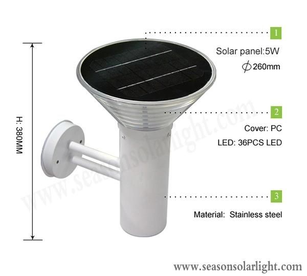 Energy Saving Solar Lighting Outdoor LED Christmas Light Solar Wall Light with 5W Solar Panel