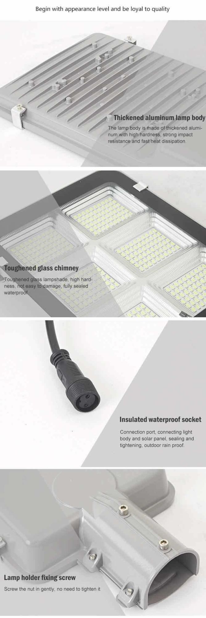 Waterproof IP65 Street Solar Lighting with Lithium Battery