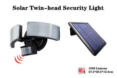 Twin-Head 1500 Lumens Solar Security Light with Motion Sensor