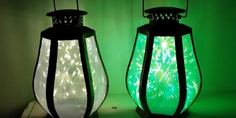 Battery Rotating 3D Effect Garden Lantern with Remote Control