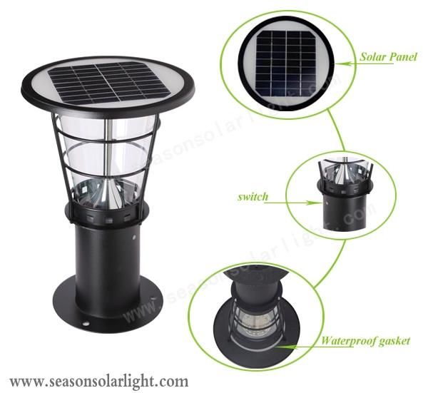 Smart Remote Controll LED Lighting Lamp Outdoor Garden Solar Pillar Lamp with Warm LED Light