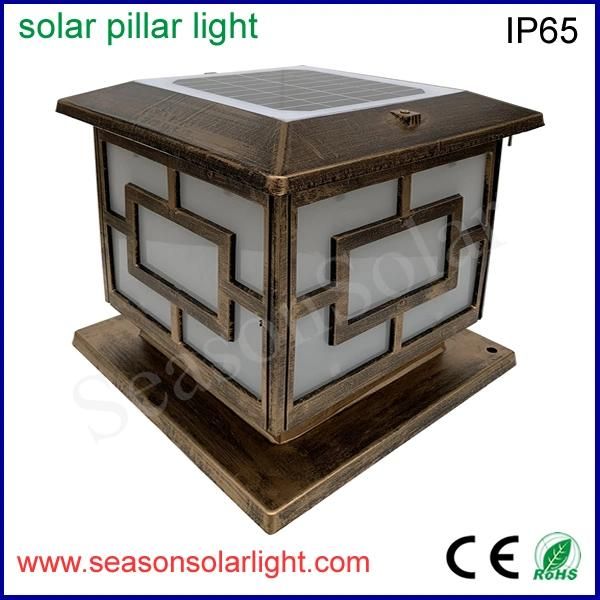 Garden Yard Gate LED Light Lamp 5W Outdoor Solar Fence Post Cap Light with Warm+White LED Lighting