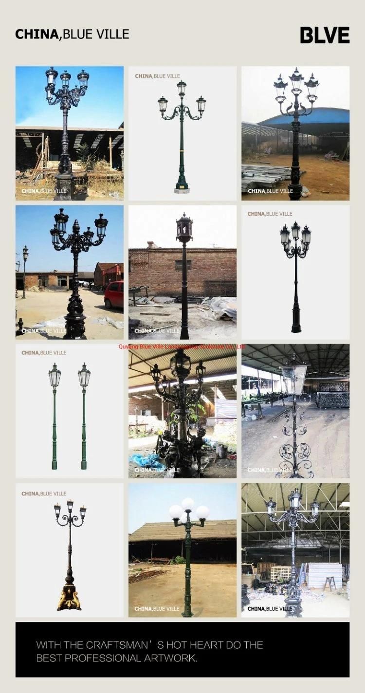 Outdoor France Style Garden Metal Art Children Statue Street Light Pole Cast Iron Lamp Post for Sale