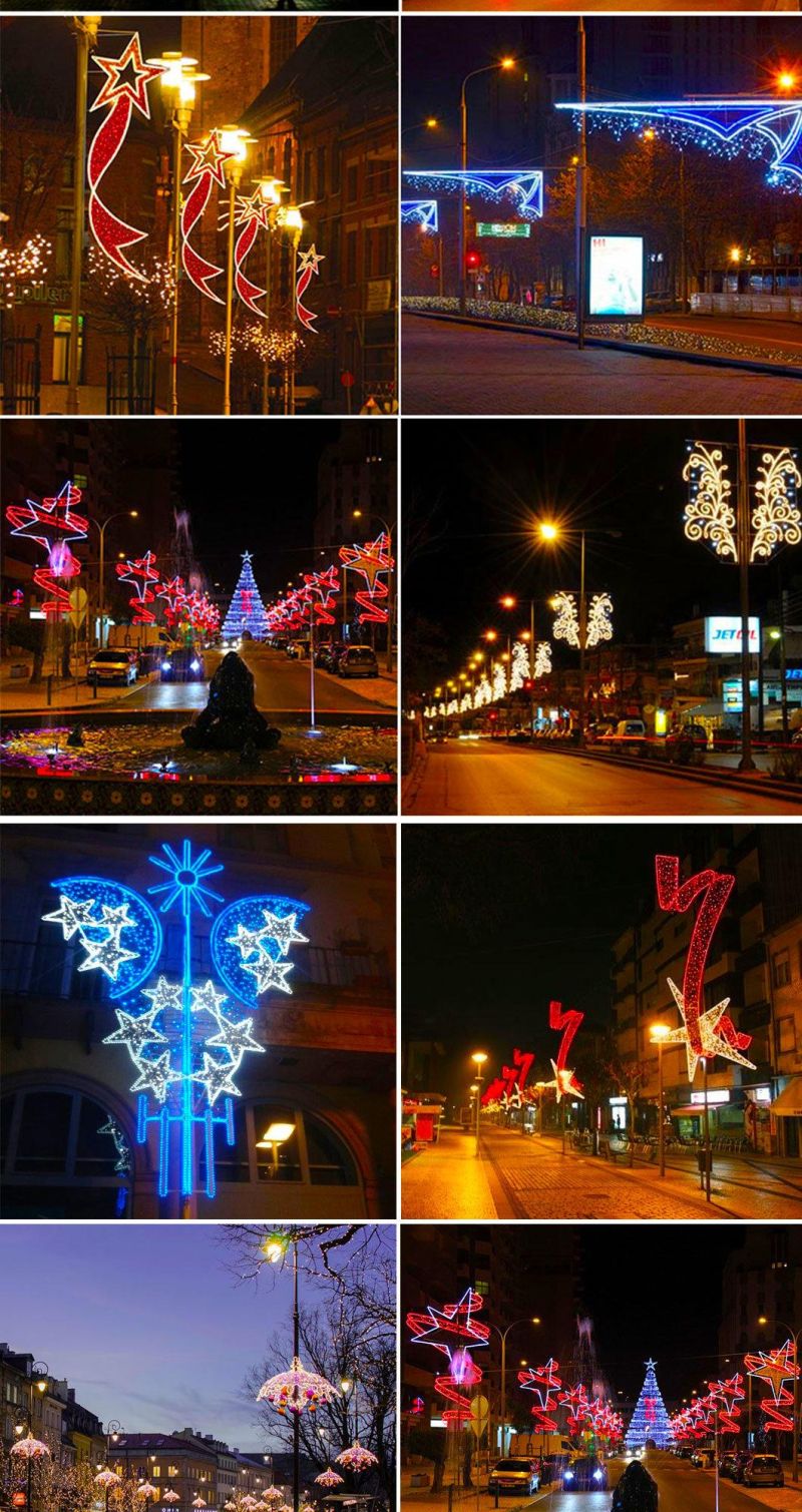 Customized Street Christmas Decoration for You Outdoor Christmas 2D Motif Lights Pole Mounted Decorations