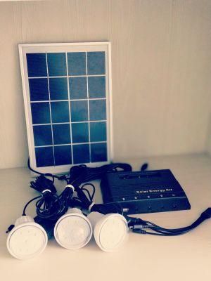 6W Solar Panel Light with Mobile Phone Charger and LED Bulbs