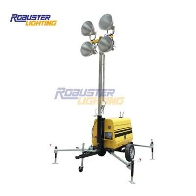 9m Dual Hand Operated Winch 4X1000 Watts Lamp Mobile Light Tower