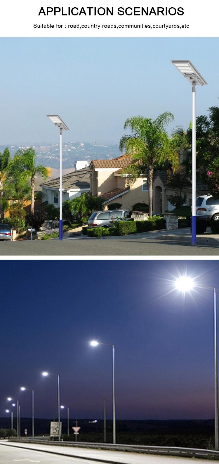 Outdoor IP65 High Power All in One 150W 200W 300W Pole Solar Street Light