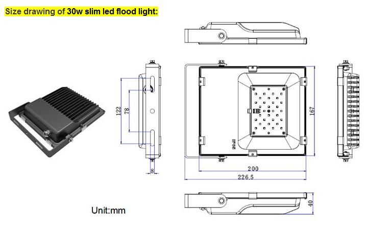 SMD 130lm/W Aluminium White Case IP65 Slim LED Flood Light 30W LED Floodlight