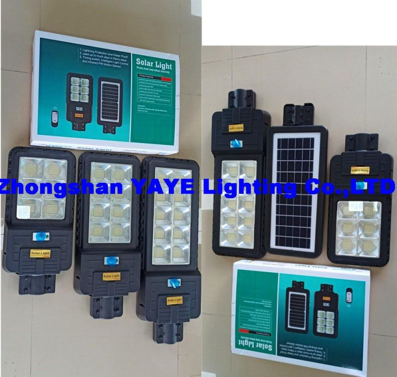 Yaye Hot Sell COB 100W/150W/200W IP66 All in One Solar LED Street Lamp / Solar Garden Lamp with Remote Controller/Radar Sensor/ 1000PCS Stock/3 Years Warranty