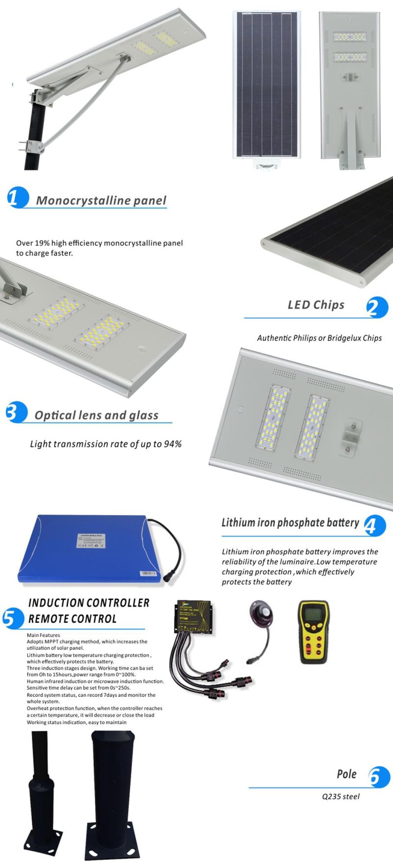 Solar Lamp Outdoor LED Post Street 60W Light