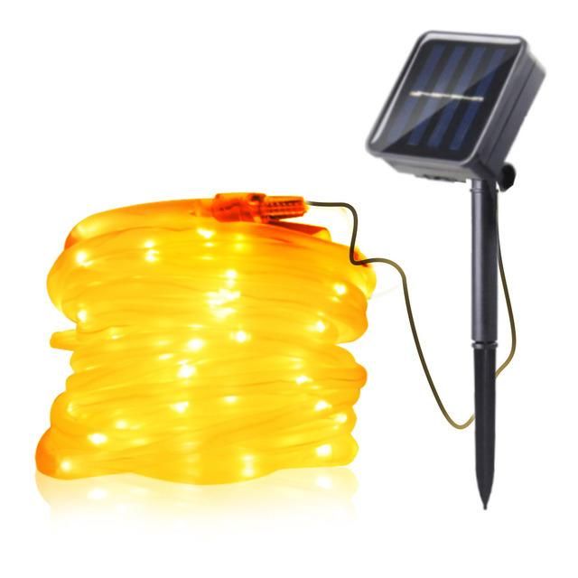 10m 100LED Outdoor Waterproof Solar Power Tube String Light for Holiday Landscape