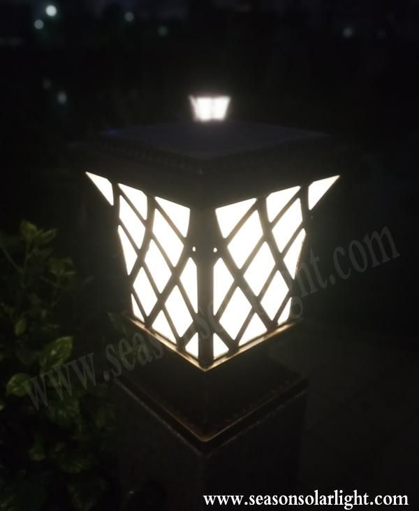 Smart Control Decoration Light Lamp Outdoor 5W Solar Fence Post Cap Lighting with Warm+White LED Light