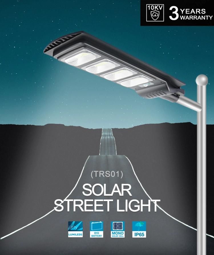 Aluminum Building Galvanized Pole Manufacturers IP65 150W 200W 300W All in One Solar Light Outdoor Street