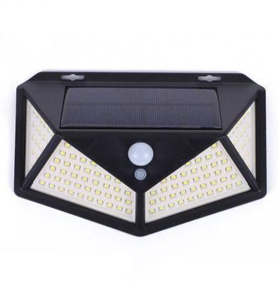 Wall Mounted Outdoor Patio Lamp 100LED Solar Rechargeable Wall Lamp Emitting Light on All Sides Human Body Sensor Lamp