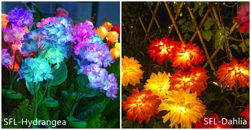 Attractive 3 Colors Solar Decorative Dahlia Flower Lamp for Outdoor Lighting