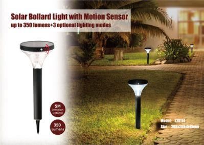 Solar Bollard Light with Motion Sensor Outdoor PIR Night Light