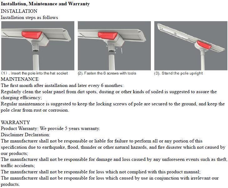 80W APP Control Inh Series Solar LED Street Lighting (INH-80W)