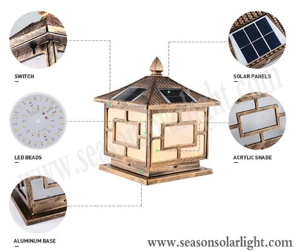 High Quality CE LED Energy Gate Lamp Landscape Solar Garden Light for Fence Pillar Post Lighting
