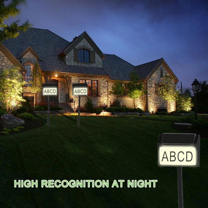 Solar Address Sign House Number Sign LED Illuminated Outdoor Address Waterproof Lighted up for Home Yard Street